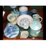 Eight pieces of Saunders Isle of Wight pottery, in