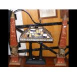 Reproduction Tiffany style table lamp, together wi