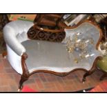 Victorian chaise longue with scrolling back suppor