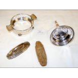 Silver wine funnel, together with two other pieces