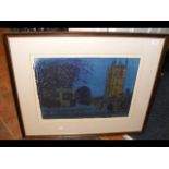 ROBERT TAVENER - screen print of Magdalen Tower -