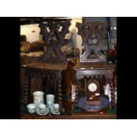 Pair of carved Victorian oak hall chairs