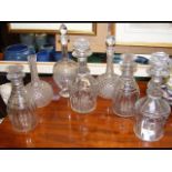 Seven antique decanters