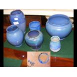 Six pieces of Saunders Isle of Wight pottery with