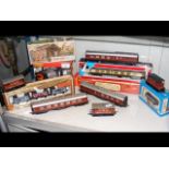 Various boxed and unboxed Wagons, Coaches, etc.