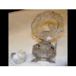 A Baccarat frosted glass bird ornament, together w