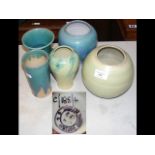 Five pieces of Saunders Isle of Wight pottery - al