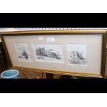 A three panel montage of drawings relating to the Isle of Wight,