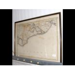 Antique map of Eastbourne and Hastings - 46cm x 70