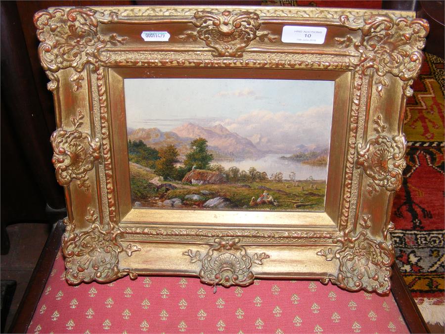 An oil on board of mountain lake scene - 14cm x 20 - Image 2 of 6