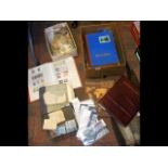 A box containing collectable stamps from around th