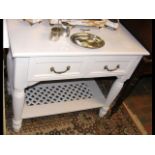 Antique shabby chic painted two drawer side table