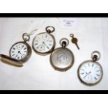 Four silver cased pocket watches (for restoration)