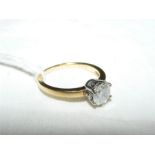 A diamond Solitaire ring in 18ct gold setting (app