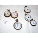 Six silver pocket watches