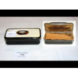 Ivory and ebony snuff box with gilt mount