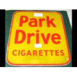 Old glass "Park Drive Cigarettes" advertising plaq