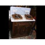 Antique French marble top washstand with drawer an