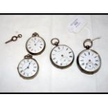 Two silver cased pocket watches, together with two