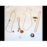 Selection of gold jewellery and other