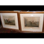 A pair of antique hunting engravings