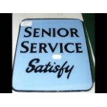 Old glass "Senior Service Satisfy" advertising