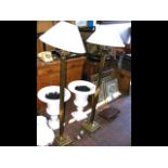 Pair of Corinthian column brass standard lamps