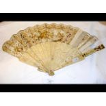 A European hand painted fan - damaged