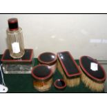 Silver and enamel dressing table set