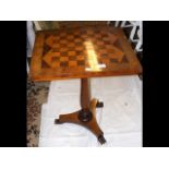 Antique games table on shaped support