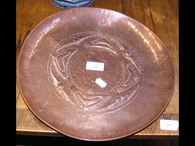 An Art Nouveau copper plate - 32cm diameter