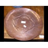 An Art Nouveau copper plate - 32cm diameter