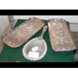 Two silver dressing table pin dishes, together wit