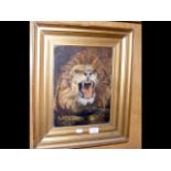 NEVILLE WOODBURY - oil painting of lion - signed a