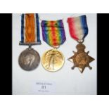 Trio of First World War medals to E Hartley - Offi
