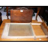 An old washboard, together with a box