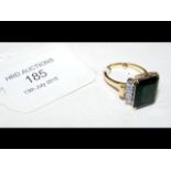 A tourmaline? and diamond ring in gold setting
