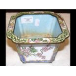 A 15cm square Cantonese enamel pot