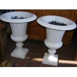 Pair of white painted classical cast metal garden