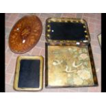 Inlaid two handled serving tray, together with thr