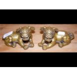 A pair of bronzed mythical beast ornaments - 12cm