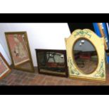 Decorative painted mirror, together with two other