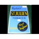Old glass "Ogden's St Julien Tobacco" advertising plaque