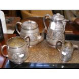 A decorative Indian four-piece teaset