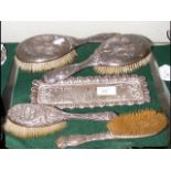 Silver back dressing table set