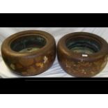 A pair of 46cm diameter Japanese Hibachi pots -