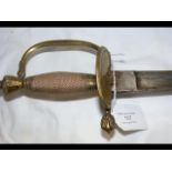 An antique Naval sword with engraved blade and wir