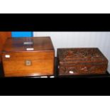 A Victorian travelling box with fitted interior, t
