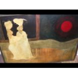 PETERSEN - abstract oil on board "Lady Bug" -