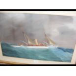 DE SIMONE - watercolour gouache of the steam yacht